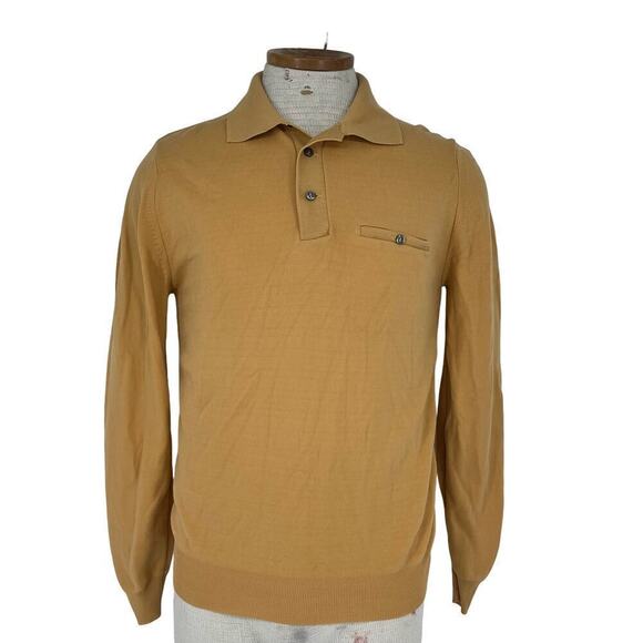 Vintage 70’s Abraham & Straus Men’s Shirt Mustard Yellow Collared Button Small - Picture 1 of 9